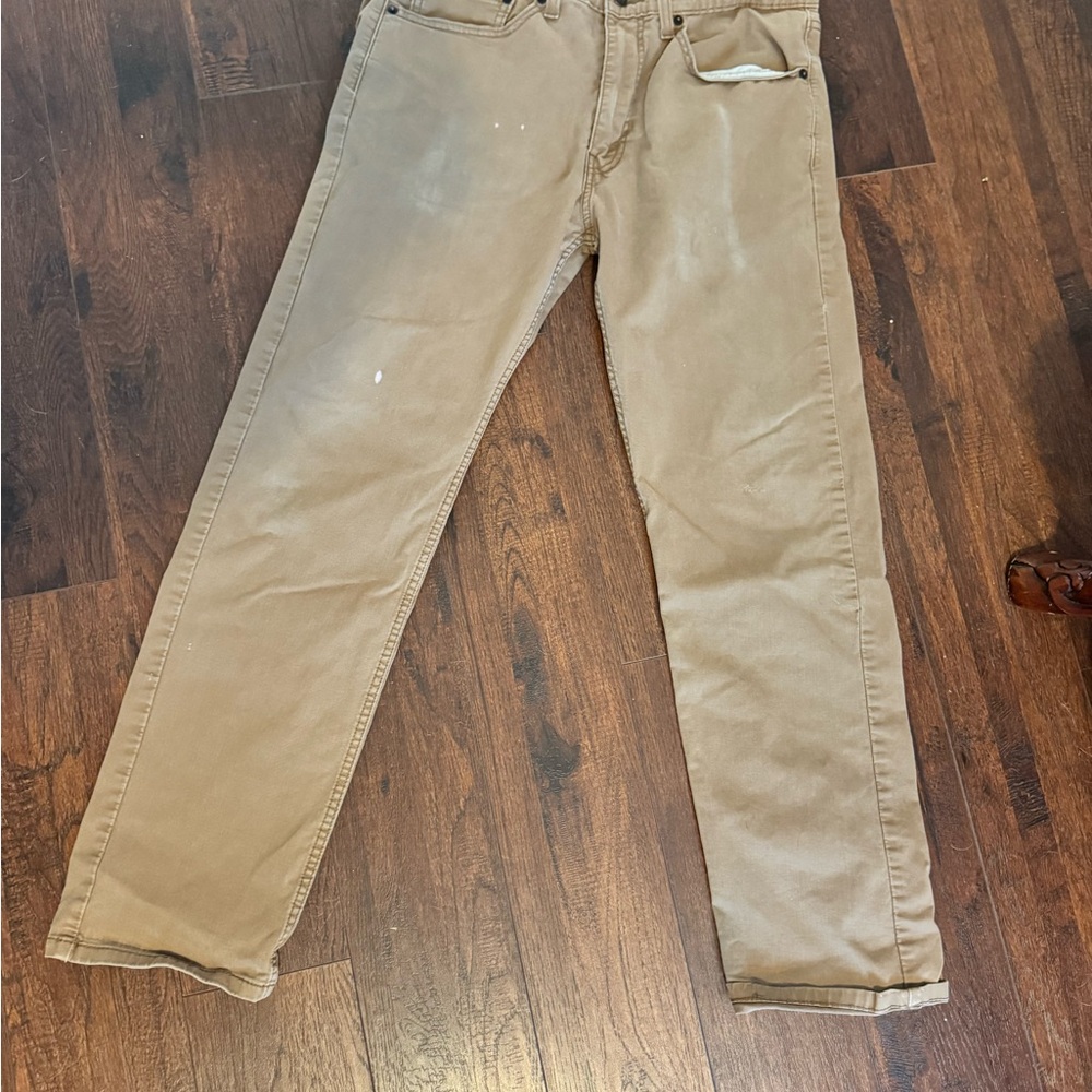 Levi's 505 Khaki Denim Jeans Distressed - Picture 3 of 10